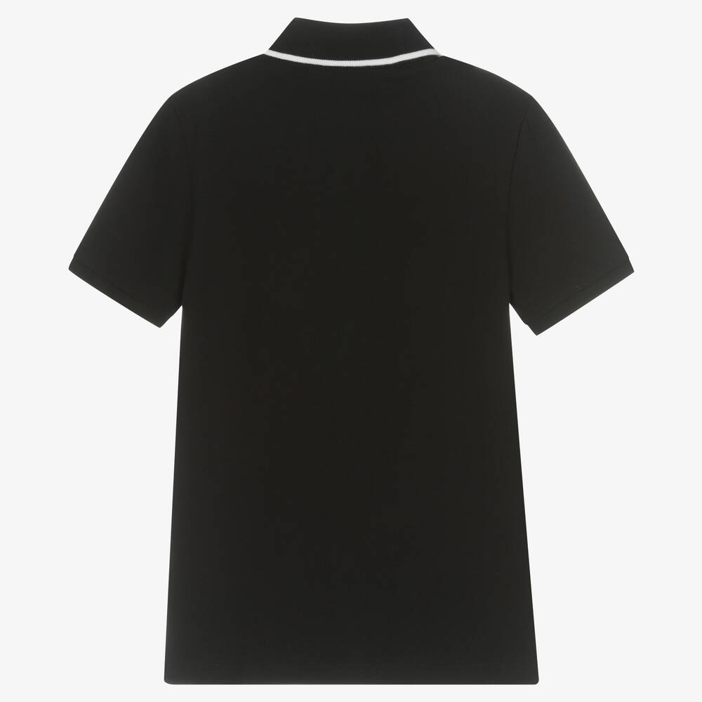 BOSS-Teen Boys Black Cotton Logo Polo Shirt | Childrensalon Outlet