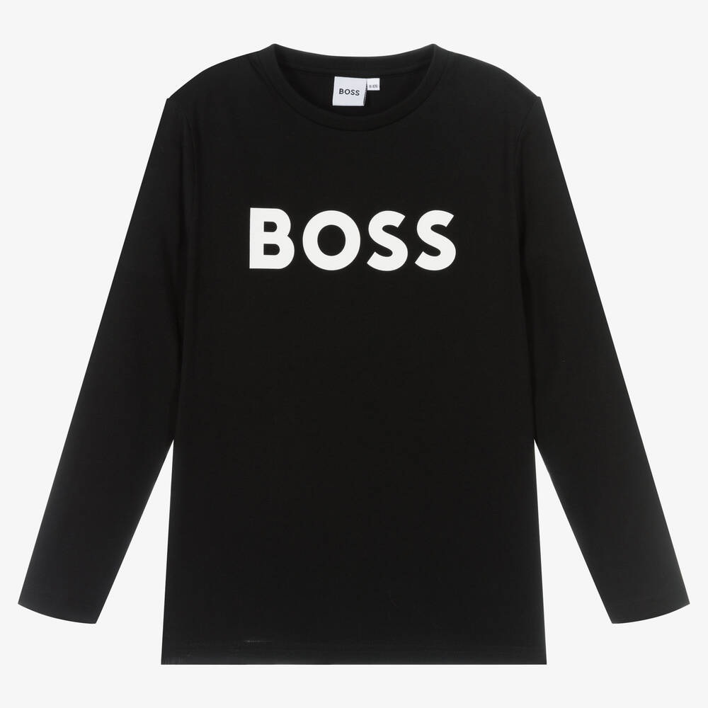 BOSS - Haut noir en coton ado garçon | Childrensalon