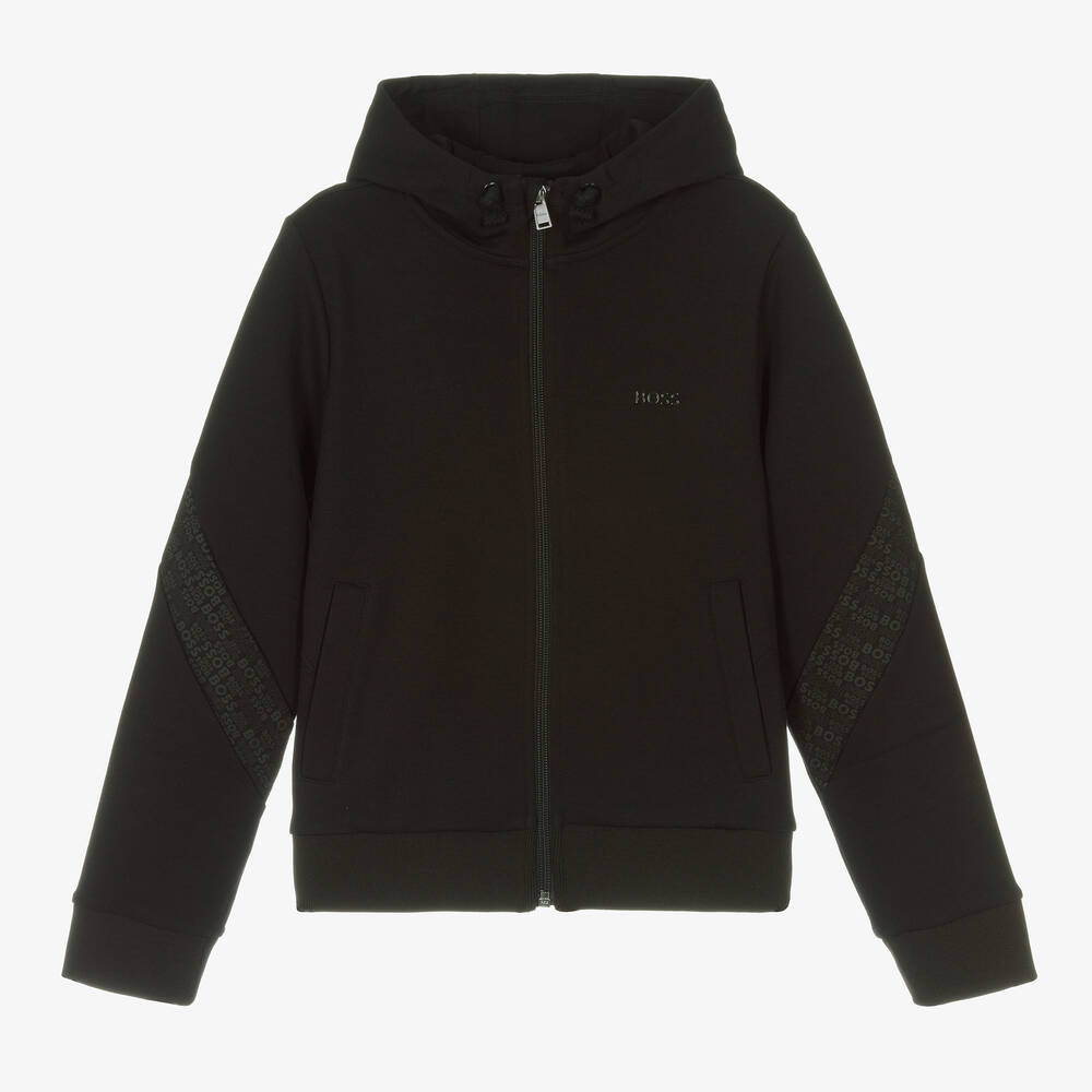 BOSS-Черный хлопковый топ на молнии | Childrensalon Outlet