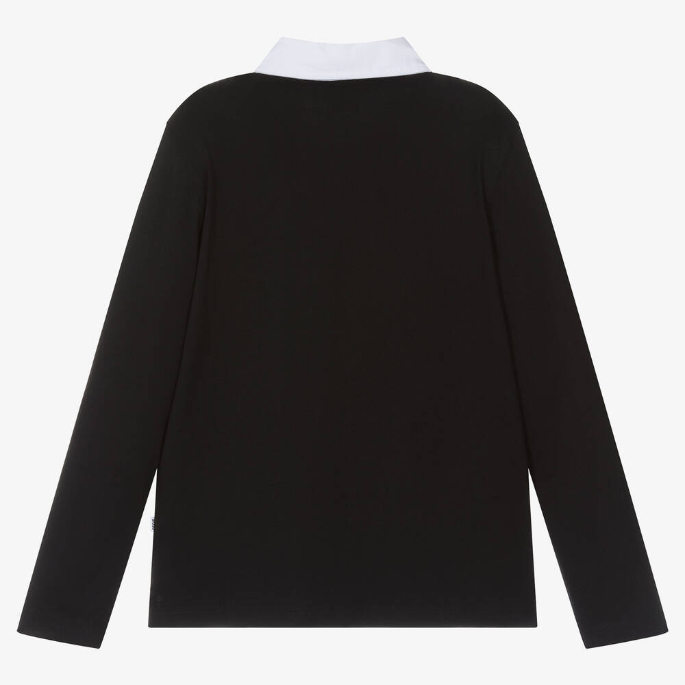 BOSS-Teen Boys Black Cotton Polo Shirt | Childrensalon Outlet