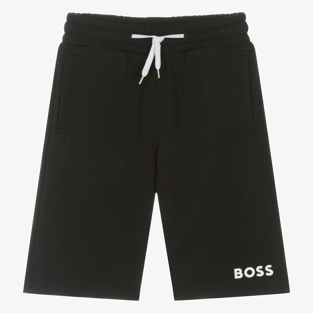 BOSS Teen Boys Black Cotton Shorts Childrensalon Outlet