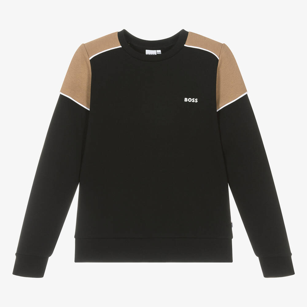 BOSS-Teen Boys Black Cotton Sweatshirt | Childrensalon Outlet