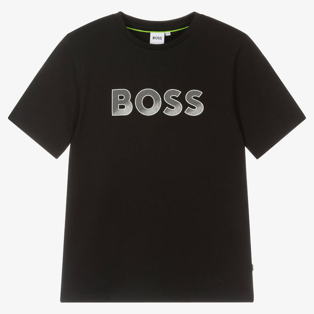 BOSS - T-shirt noir en coton ado garçon | Childrensalon