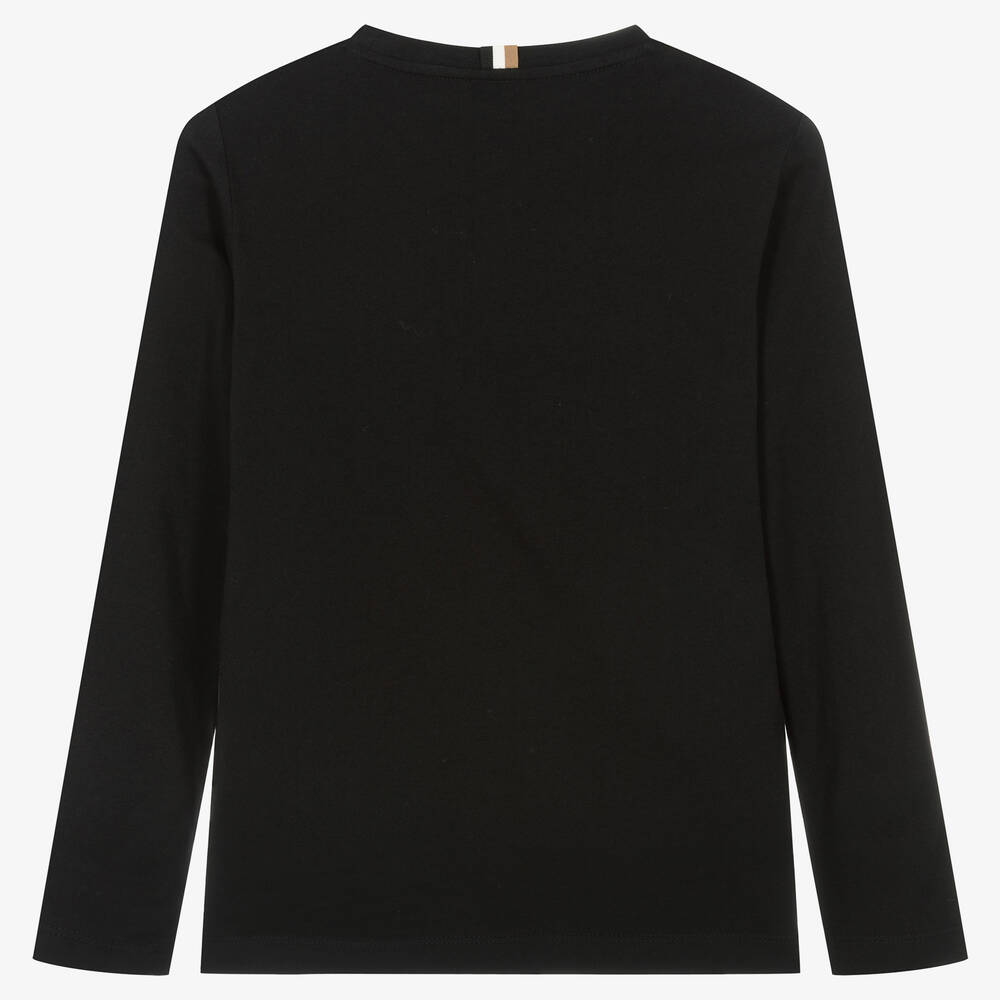 BOSS-Черный хлопковый топ для мальчиков-подростков | Childrensalon Outlet