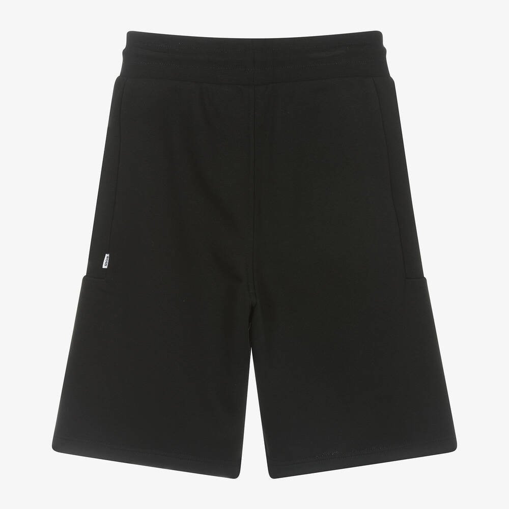 BOSS-Teen Boys Black Drawstring Jersey Shorts | Childrensalon Outlet