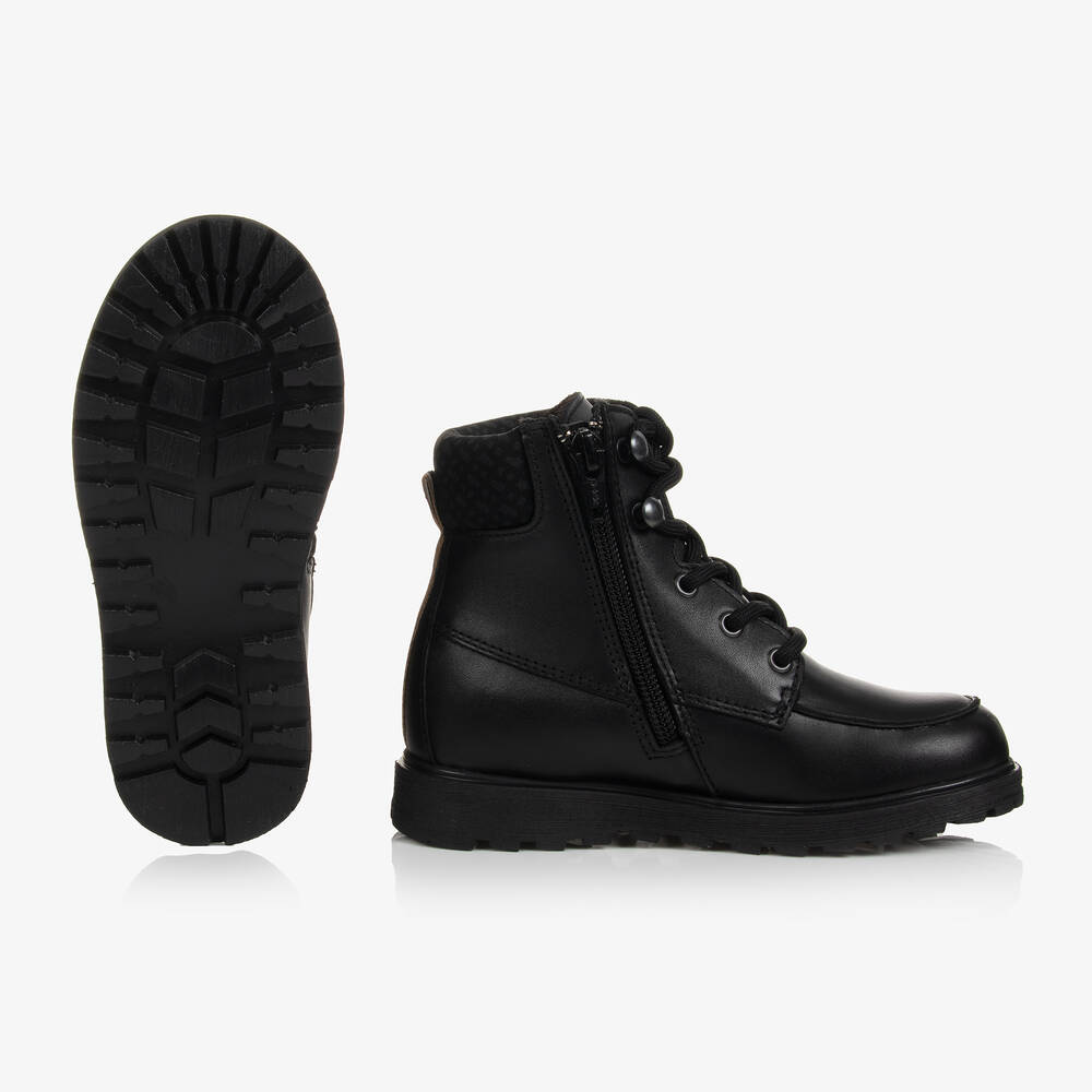 BOSS-Teen Boys Black Leather Boots | Childrensalon Outlet