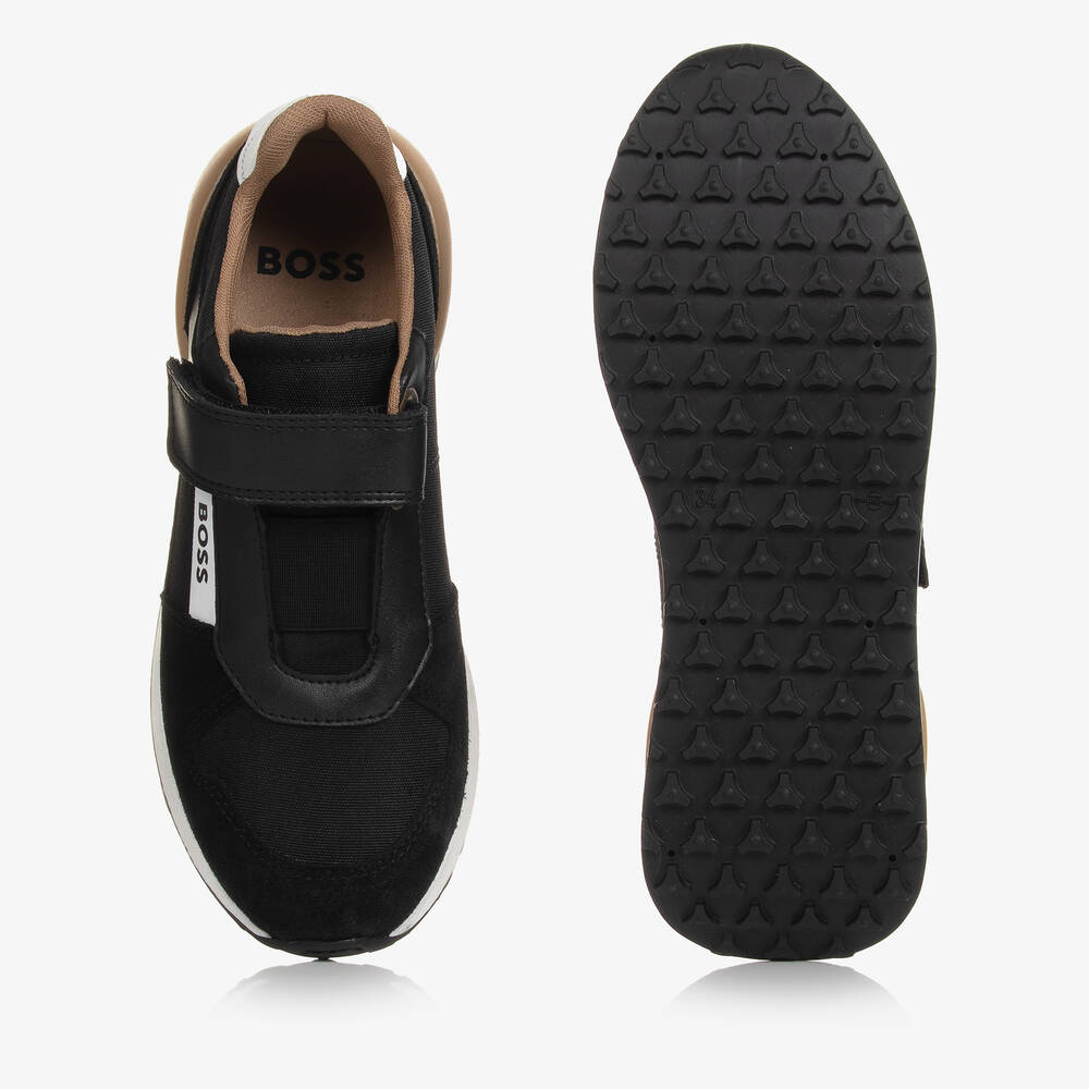 BOSS-ترينرز جلد وشامواه لون أسود للمراهقين | Childrensalon Outlet