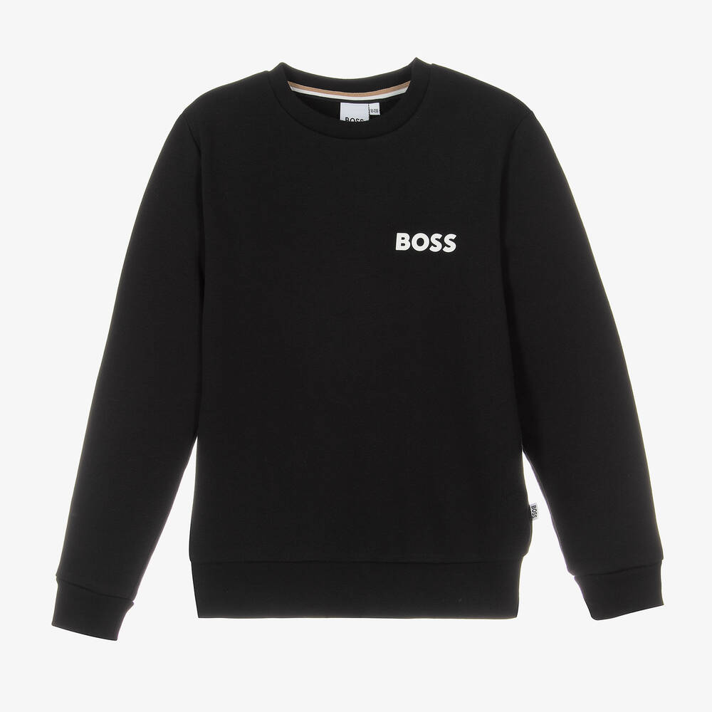 BOSS - Teen Boys Black Logo Sweatshirt | Childrensalon