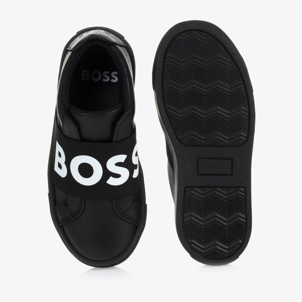 BOSS-Teen Boys Black Logo Trainers | Childrensalon Outlet
