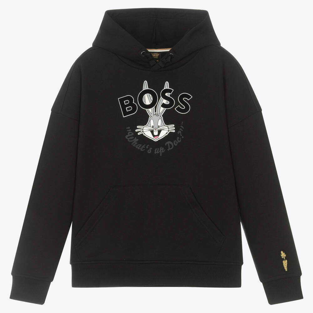 BOSS - Teen Boys Black Looney Tunes™ Logo Hoodie | Childrensalon
