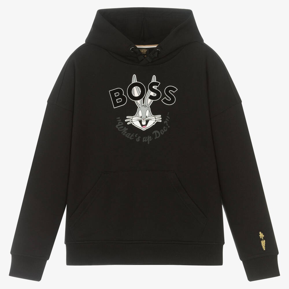 BOSS-Teen Boys Black Looney Tunes™ Logo Hoodie | Childrensalon Outlet