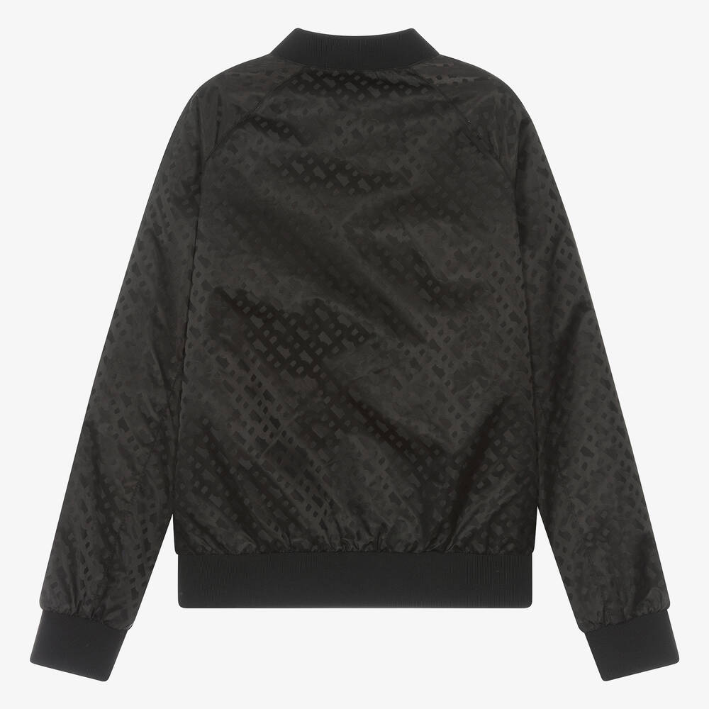 BOSS-Teen Boys Black Monogram Jacket | Childrensalon Outlet