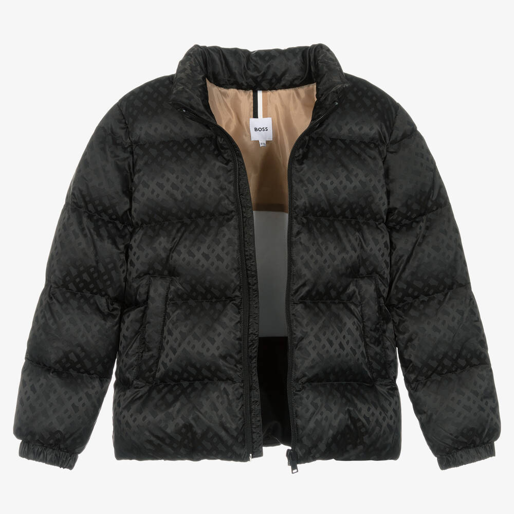BOSS Doudoune noire monogrammes ado Childrensalon Outlet