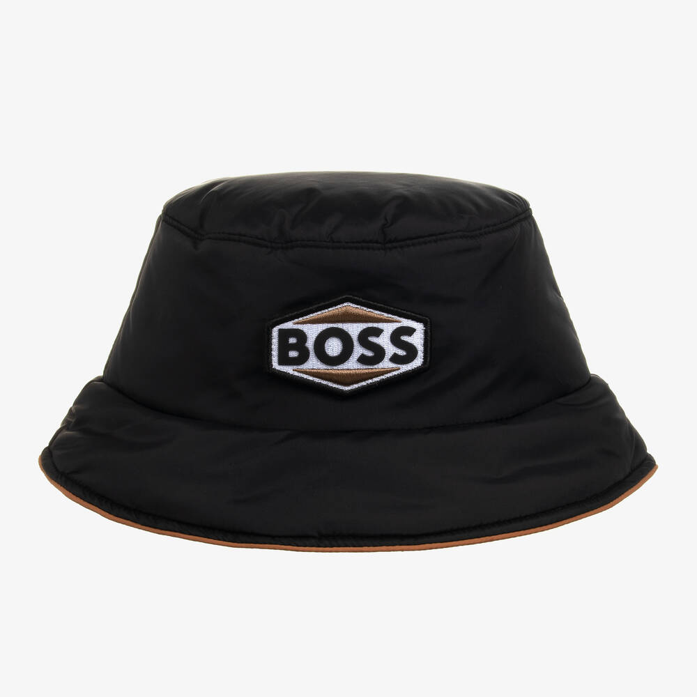 BOSS - Teen Boys Black Padded Bucket Hat | Childrensalon
