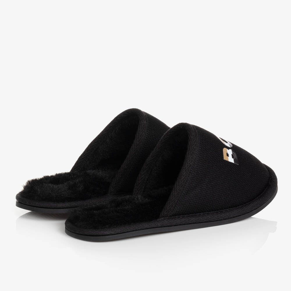 BOSS Teen Boys Black Padded Mesh Slippers
