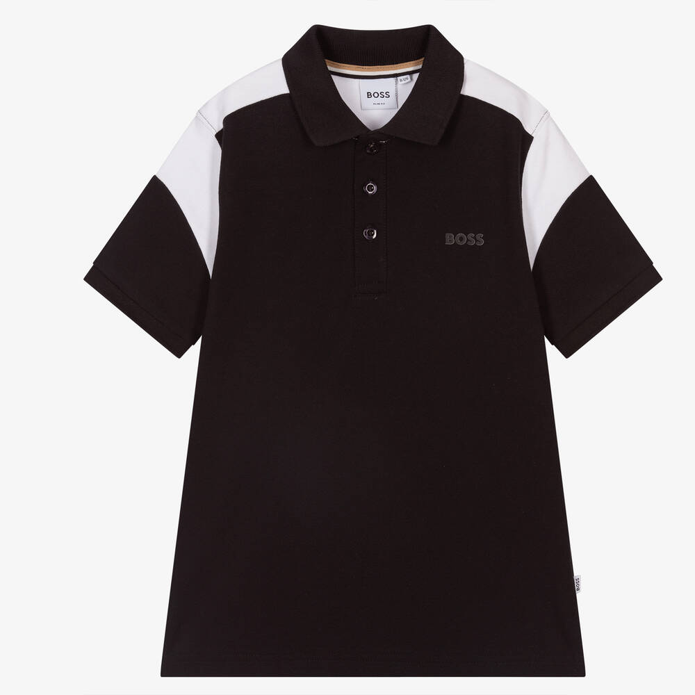 BOSS - Polo noir Ado garçon | Childrensalon