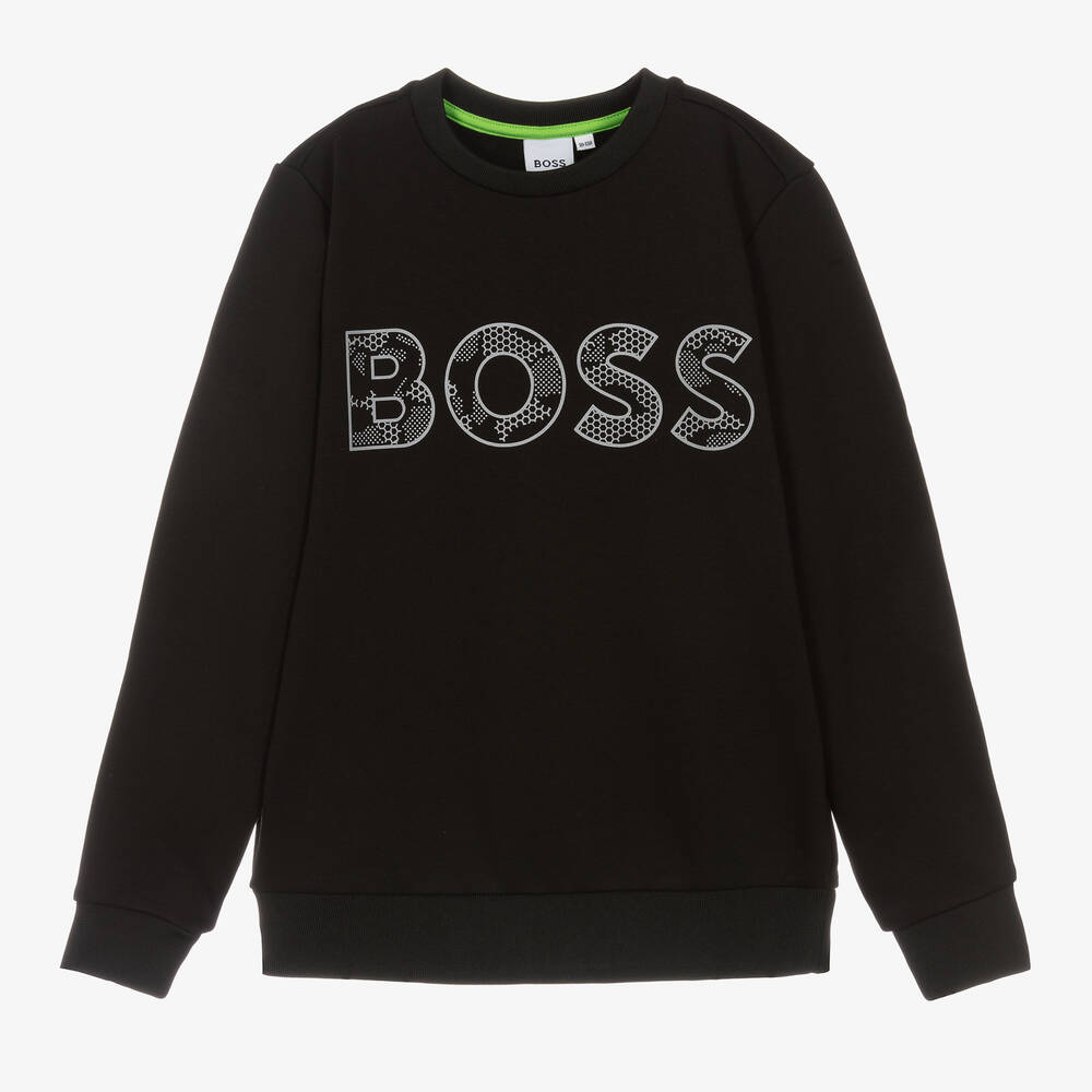 BOSS - Teen Boys Black Reflective Sweatshirt | Childrensalon