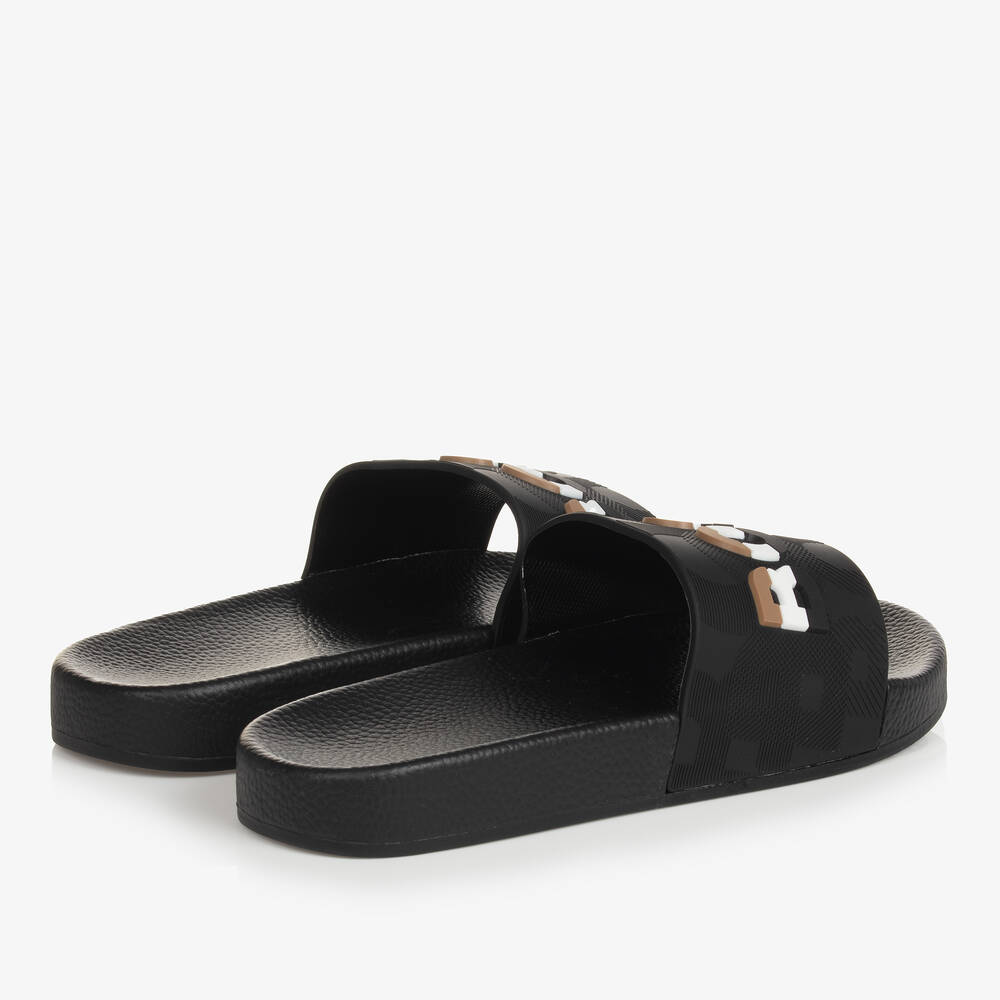 BOSS-Teen Boys Black Sliders | Childrensalon Outlet