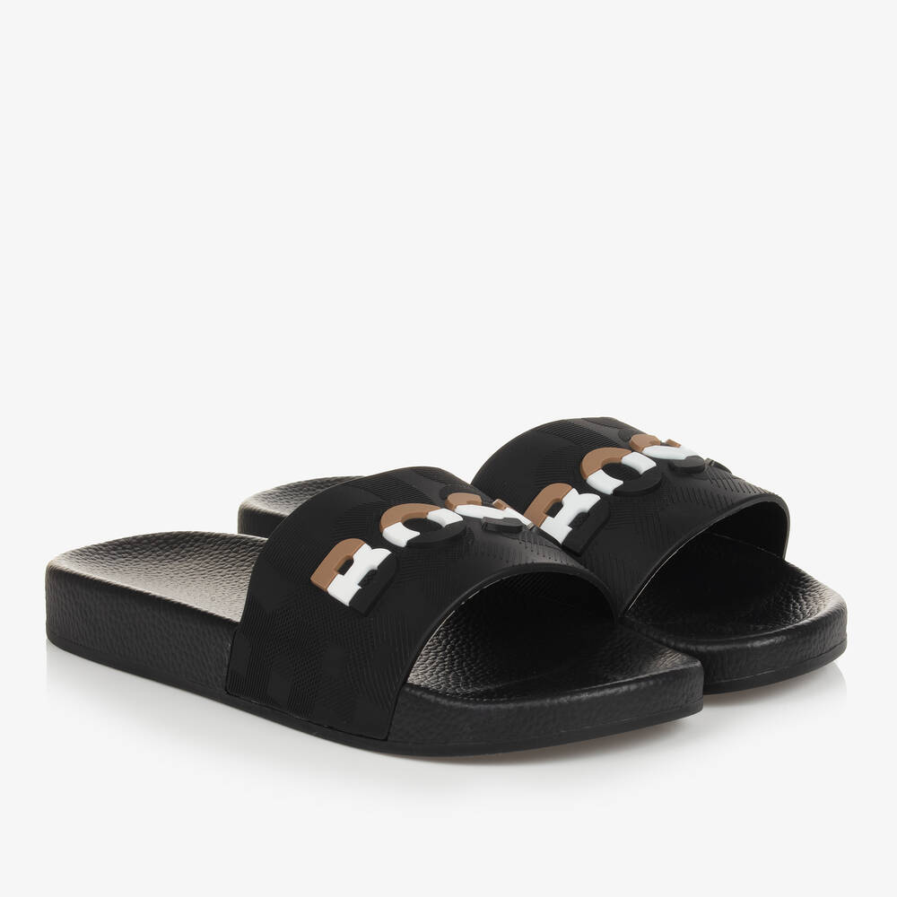 Teen Boys Black Sliders