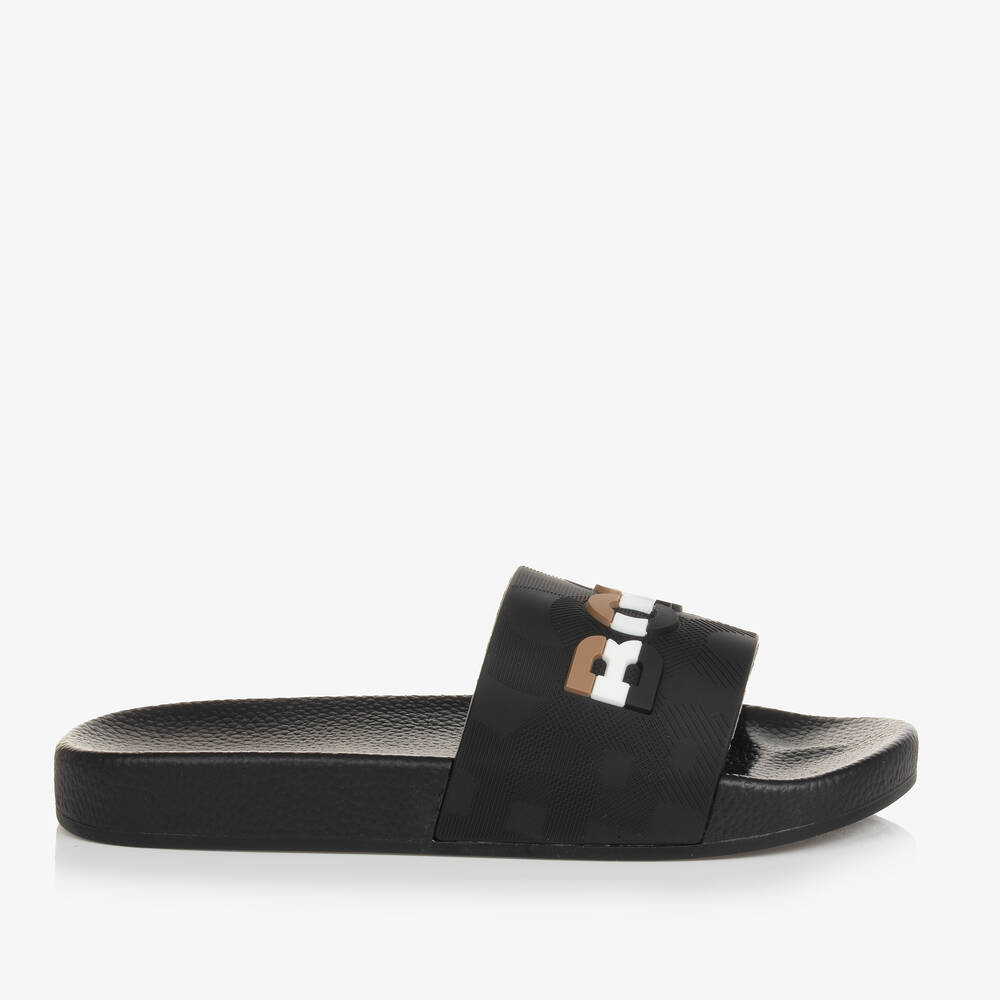 BOSS-Teen Boys Black Sliders | Childrensalon Outlet