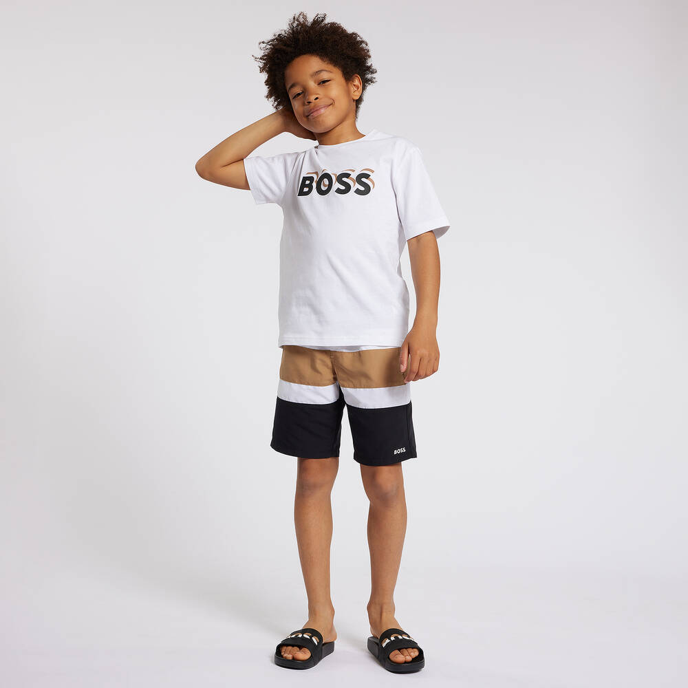BOSS-Teen Boys Black Sliders | Childrensalon Outlet