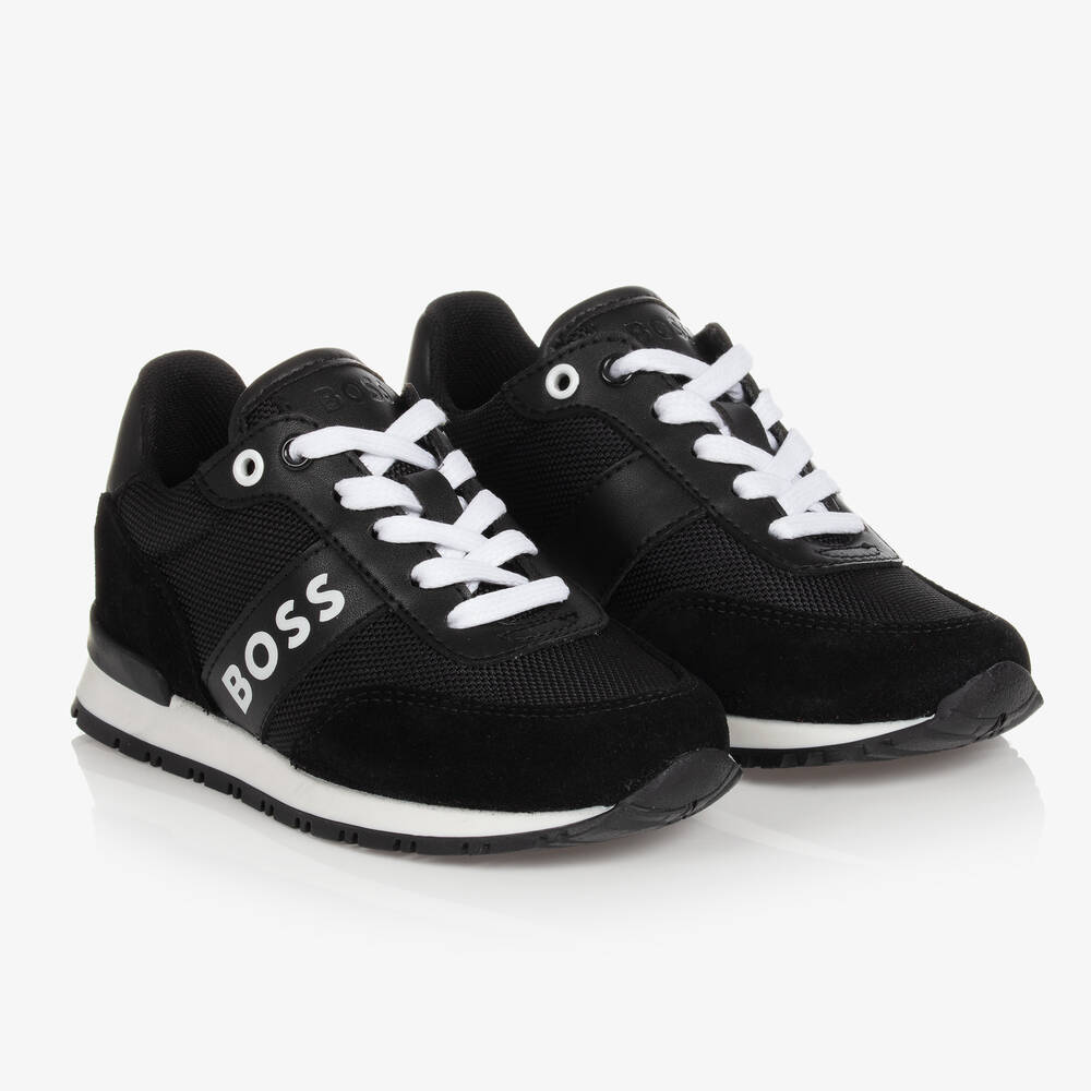 BOSS - Черные замшевые кроссовки | Childrensalon