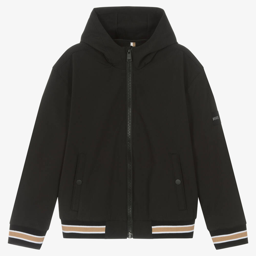 BOSS - Teen Boys Black Windbreaker Jacket | Childrensalon