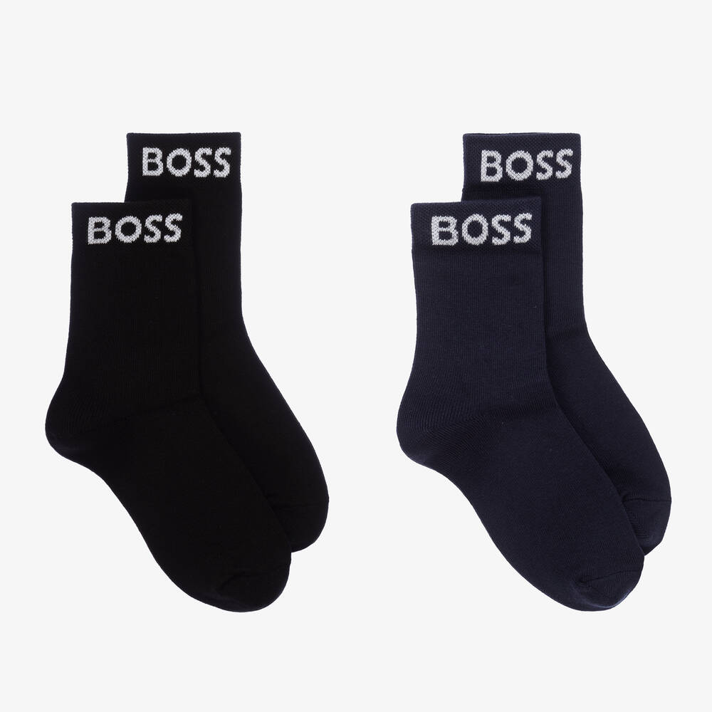 BOSS-Teen Boys Blue & Black Socks (2 Pack) | Childrensalon Outlet