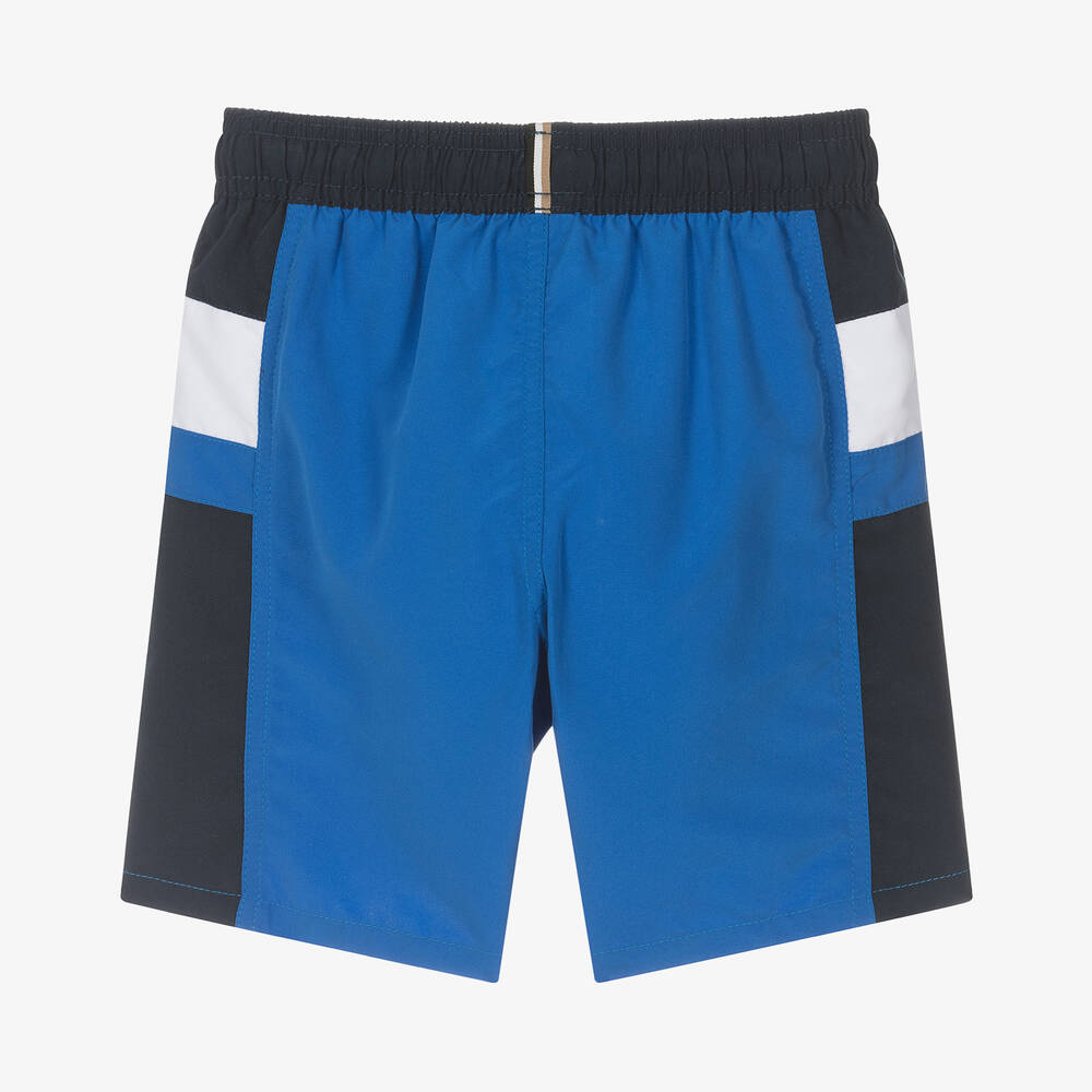 BOSS-Teen Boys Blue Colourblock Swim Shorts | Childrensalon Outlet