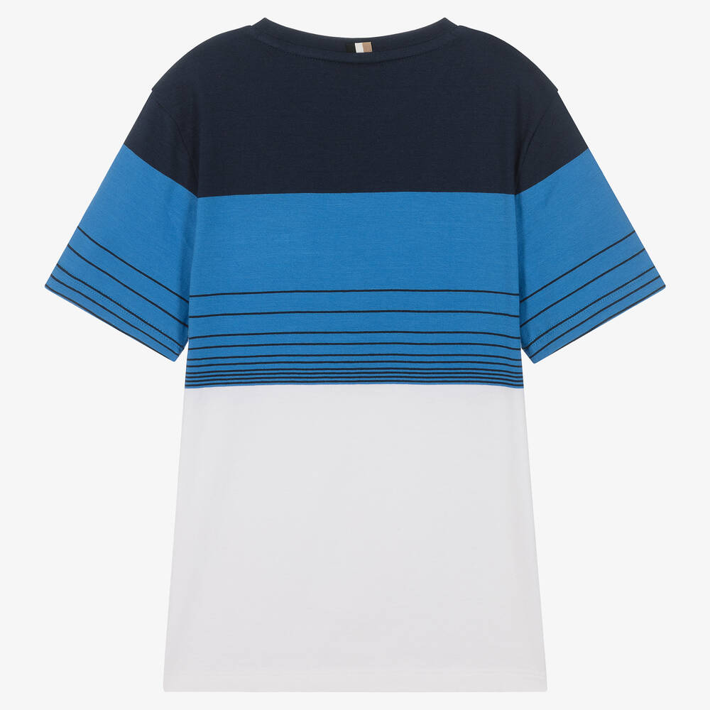 BOSS-Голубая футболка с цветовыми блоками | Childrensalon Outlet