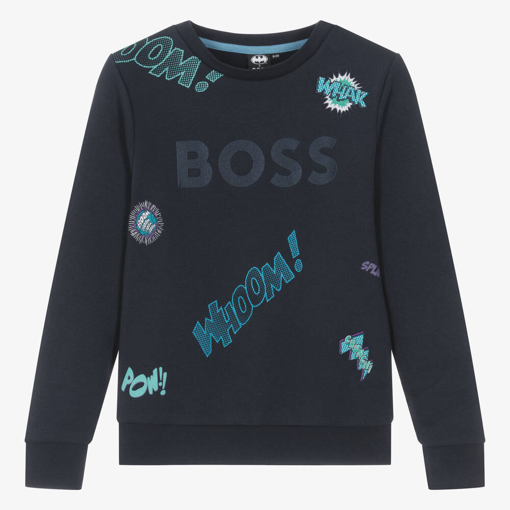 BOSS-Teen Boys Blue Cotton Batman Sweatshirt | Childrensalon Outlet