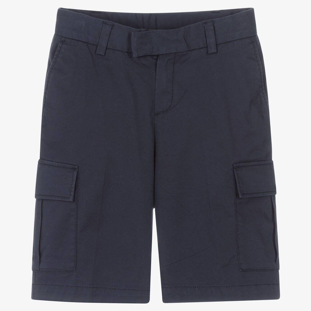 BOSS - Teen Boys Blue Cotton Bermuda Shorts | Childrensalon
