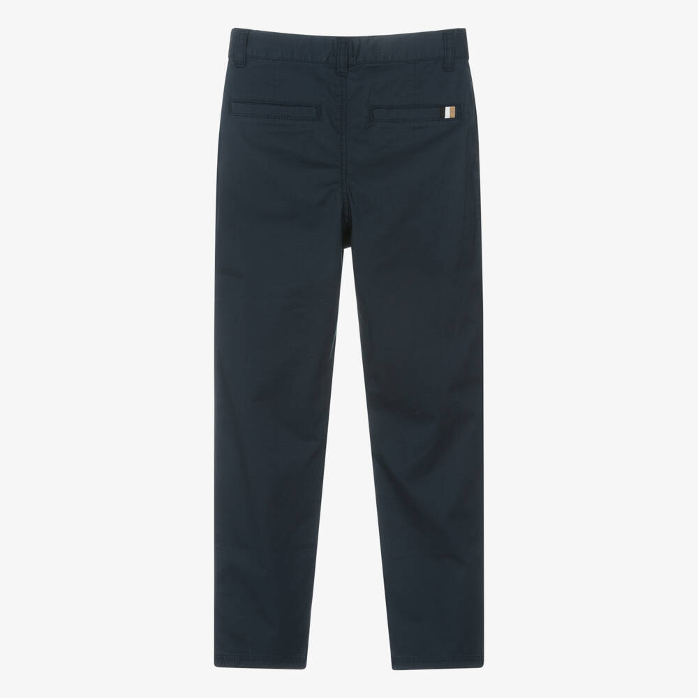 BOSS-Teen Boys Blue Cotton Chino Trousers | Childrensalon Outlet