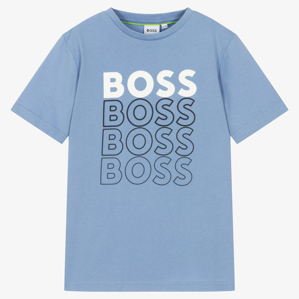 BOSS - Blaues Teen Baumwoll-T-Shirt | Childrensalon