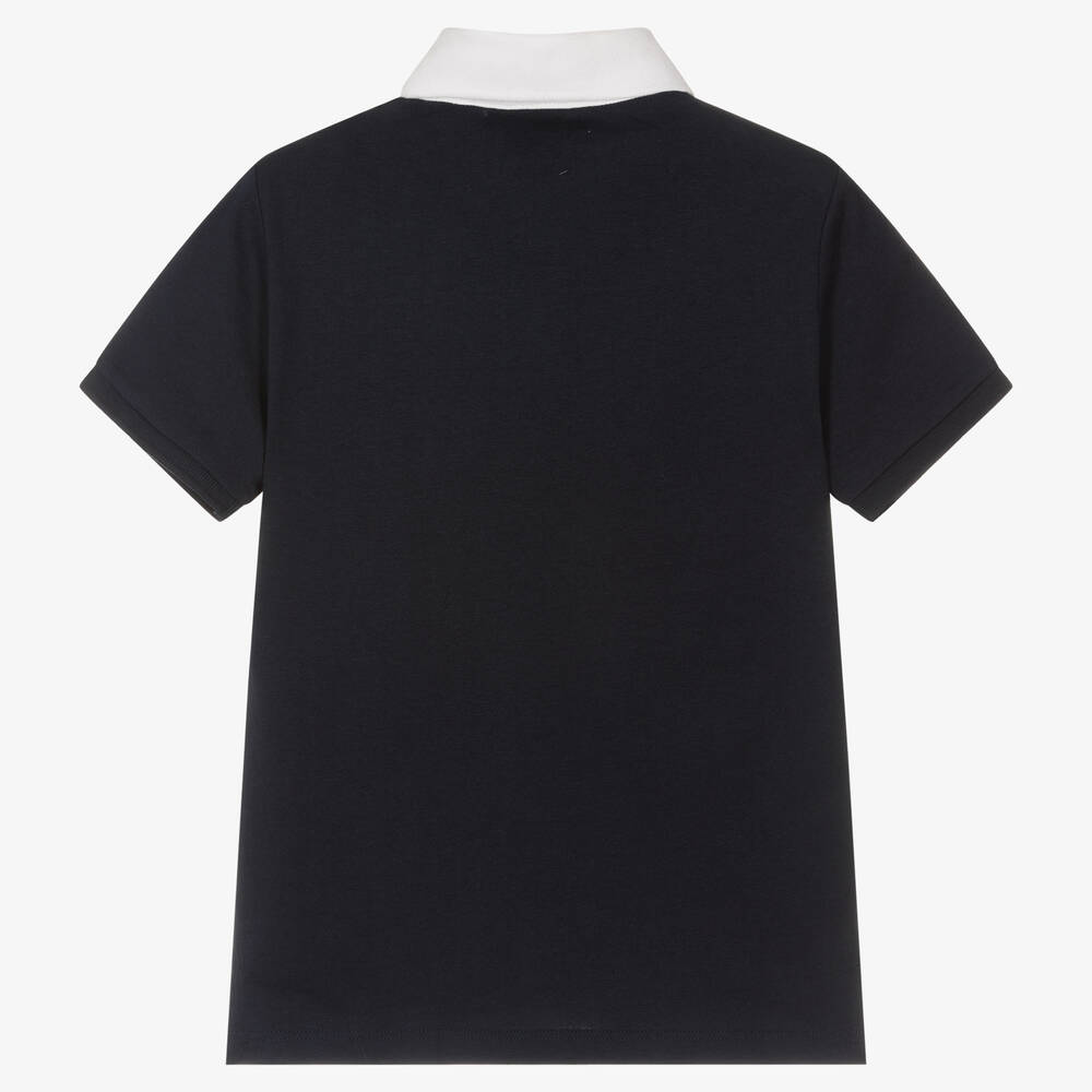 BOSS-Teen Boys Blue Cotton Polo Shirt | Childrensalon Outlet