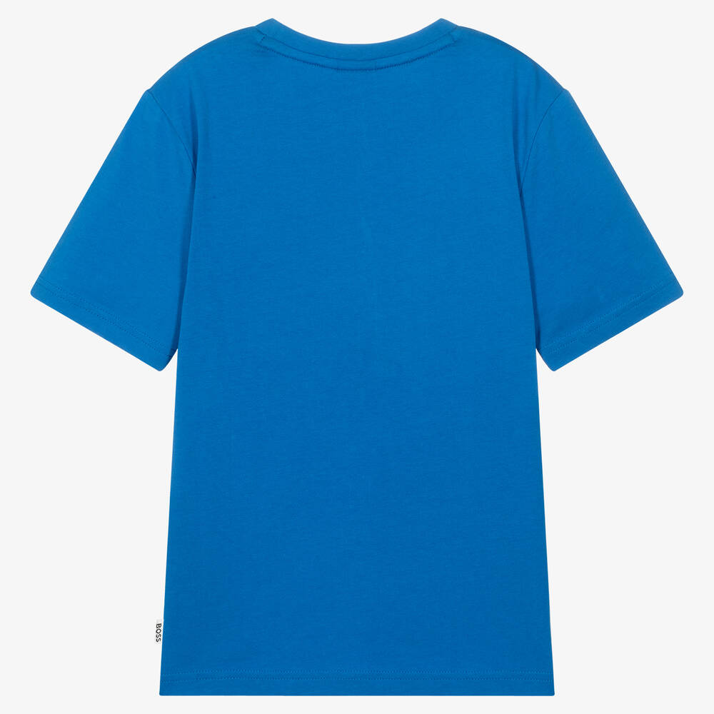 BOSS-Синяя хлопковая футболка для мальчиков-подростков | Childrensalon Outlet