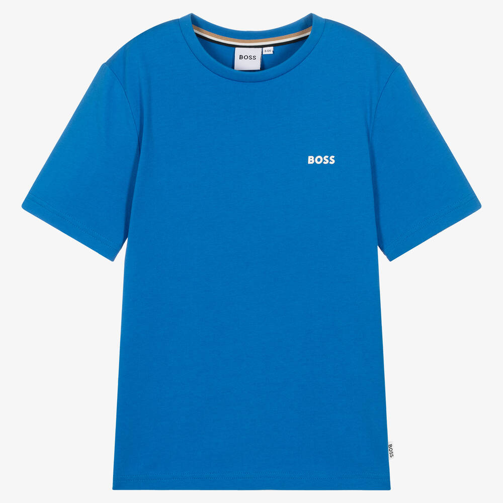 BOSS - T-shirt bleu en coton pour ado garçon | Childrensalon
