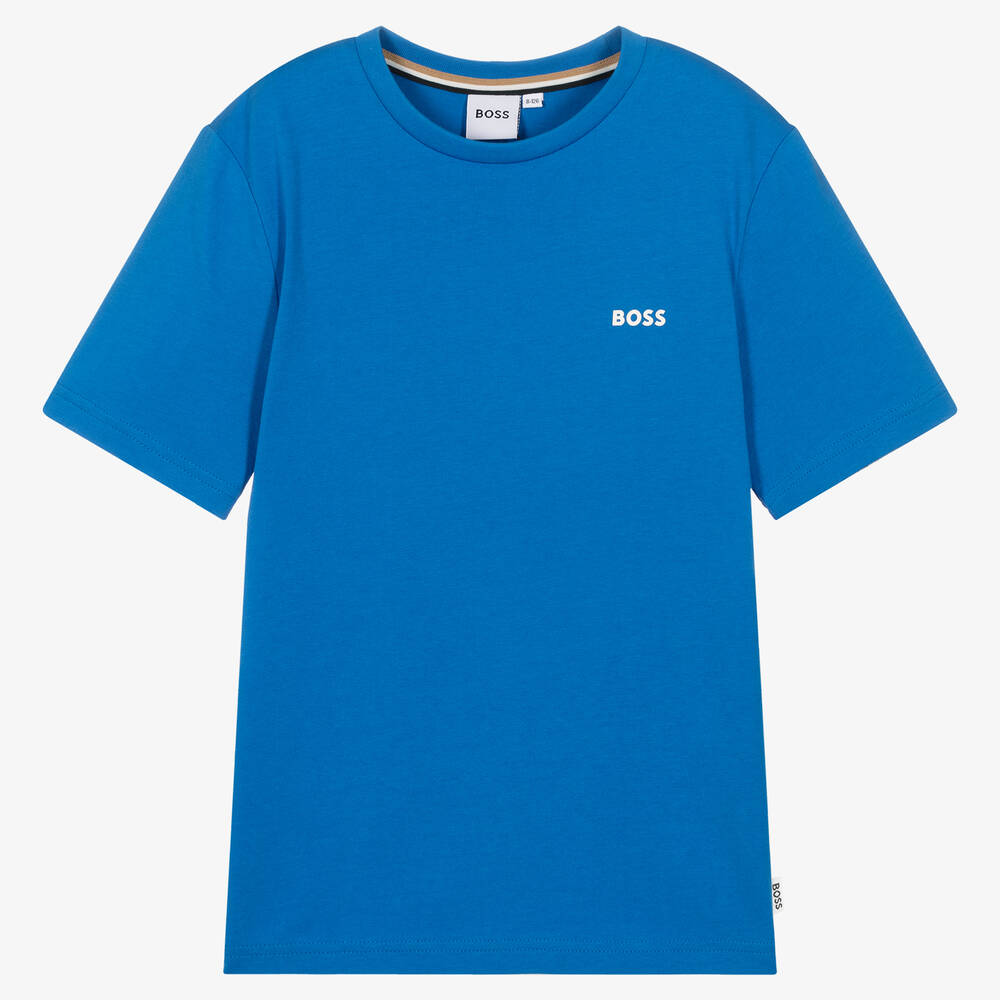 BOSS - Blaues Teen Baumwoll-T-Shirt | Childrensalon