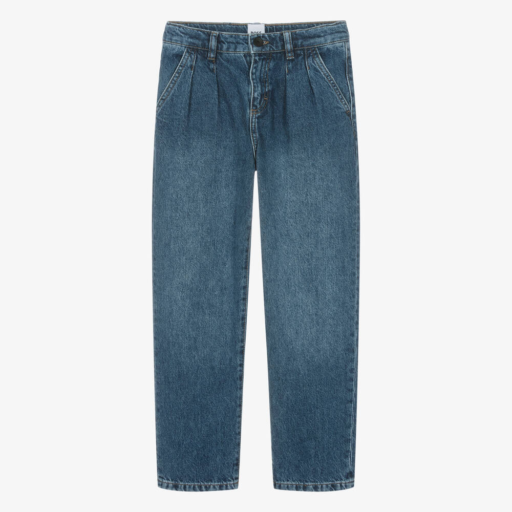 BOSS-Teen Boys Blue Denim Jeans | Childrensalon Outlet