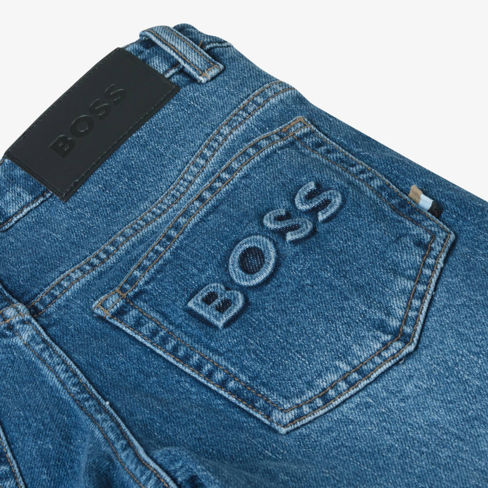 BOSS-Teen Boys Blue Denim Slim Fit Jeans | Childrensalon Outlet