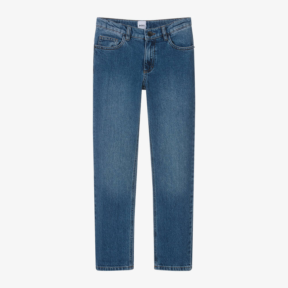 BOSS-Teen Boys Blue Denim Slim Fit Jeans | Childrensalon Outlet