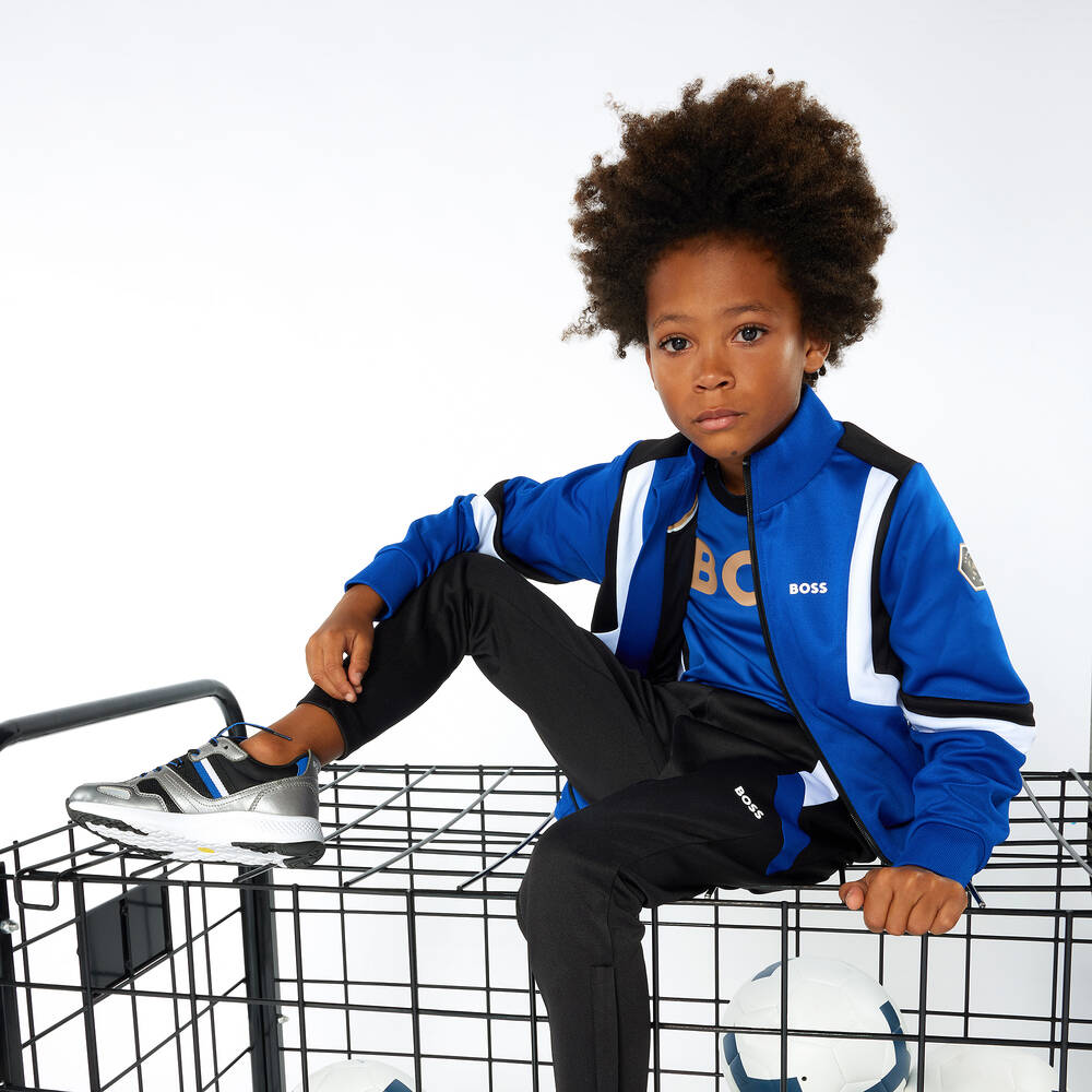 BOSS-Teen Boys Blue Football Zip-Up Top | Childrensalon Outlet