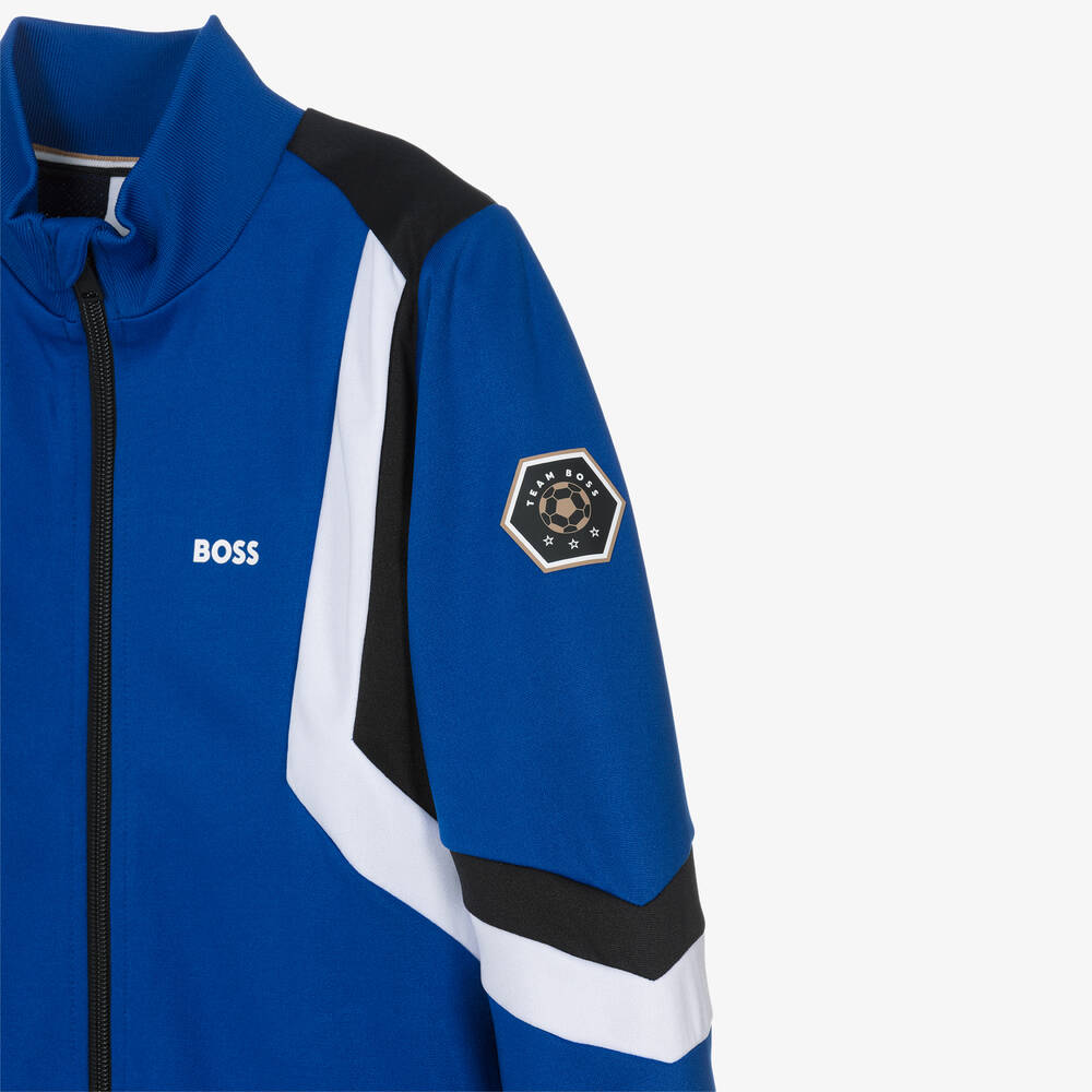 BOSS-Teen Boys Blue Football Zip-Up Top | Childrensalon Outlet