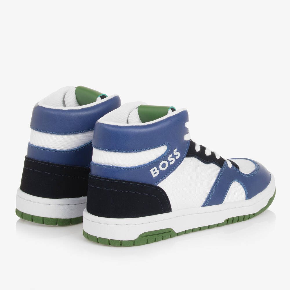 BOSS-Teen Boys Blue High-Top Trainers | Childrensalon Outlet