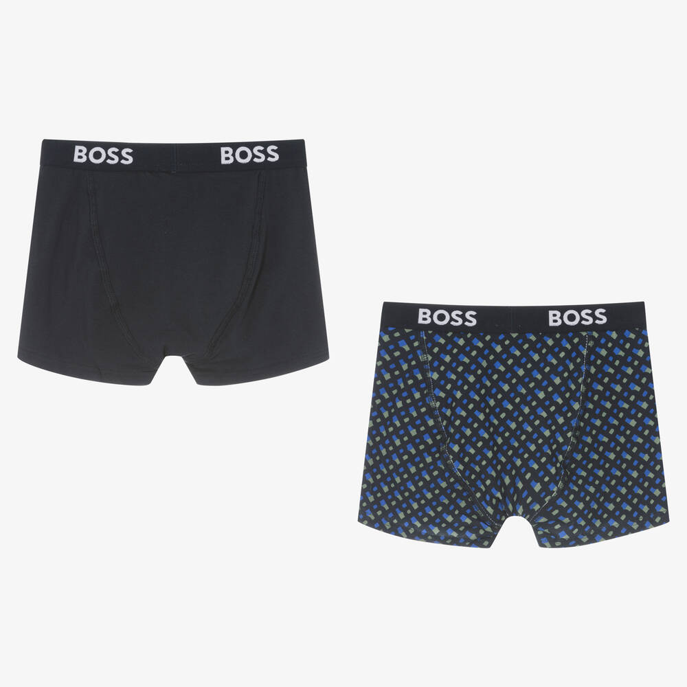 BOSS Teen Boys Blue Logo Boxers 2 Pack