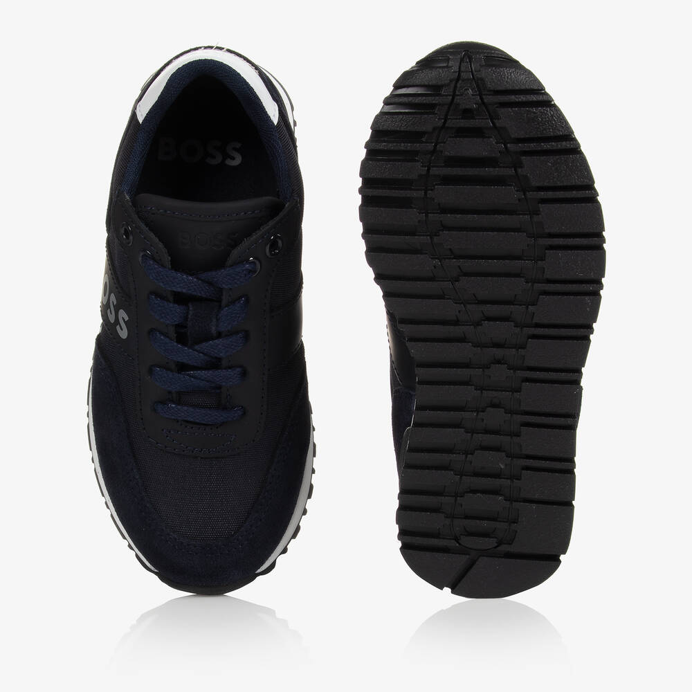 BOSS-Teen Boys Blue Logo Trainers | Childrensalon Outlet
