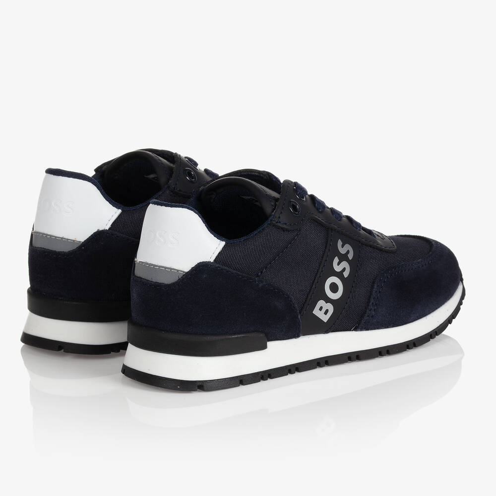 BOSS-Teen Boys Blue Logo Trainers | Childrensalon Outlet