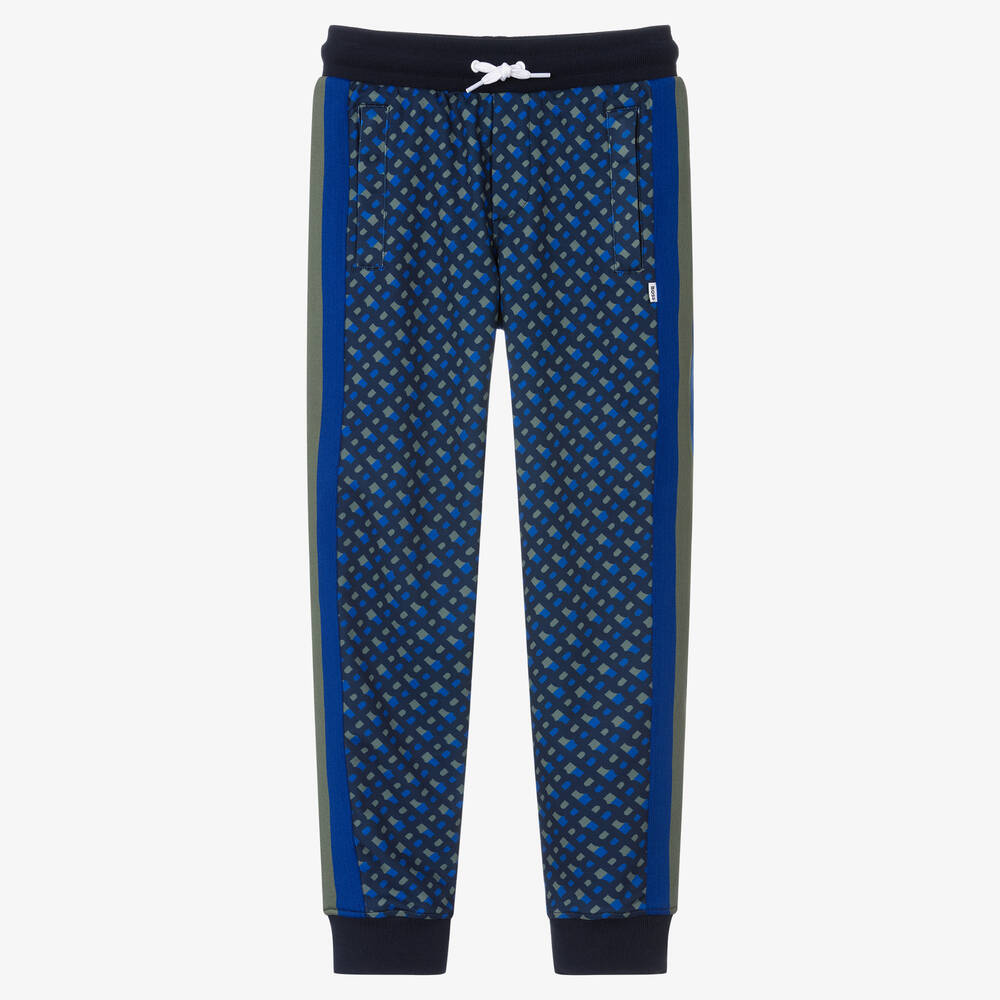 BOSS - Teen Boys Blue Monogram Logo Joggers | Childrensalon