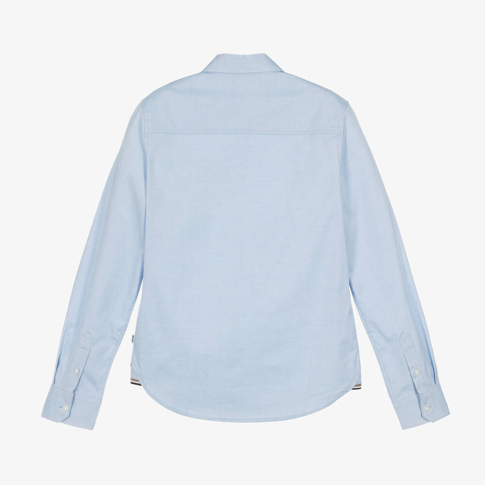 BOSS-Голубая рубашка из хлопка оксфорд | Childrensalon Outlet