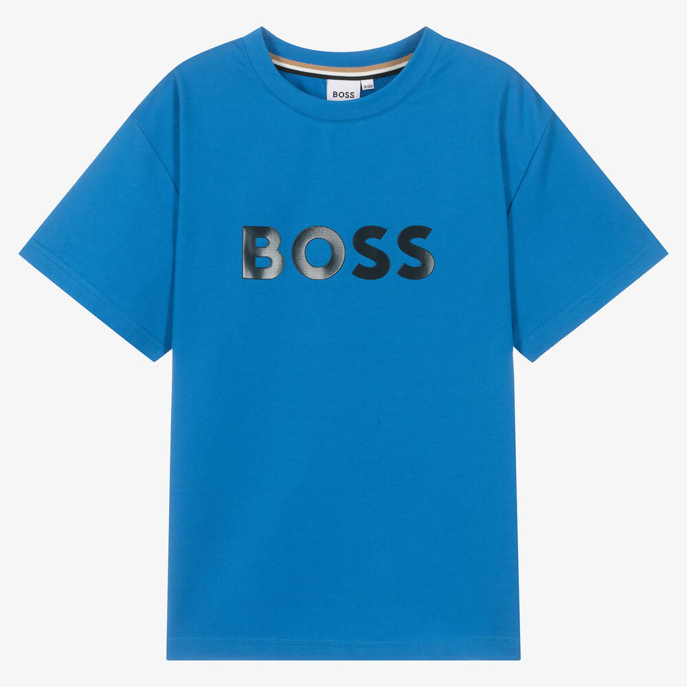 BOSS - T-shirt bleu en piqué pour ado garçon | Childrensalon